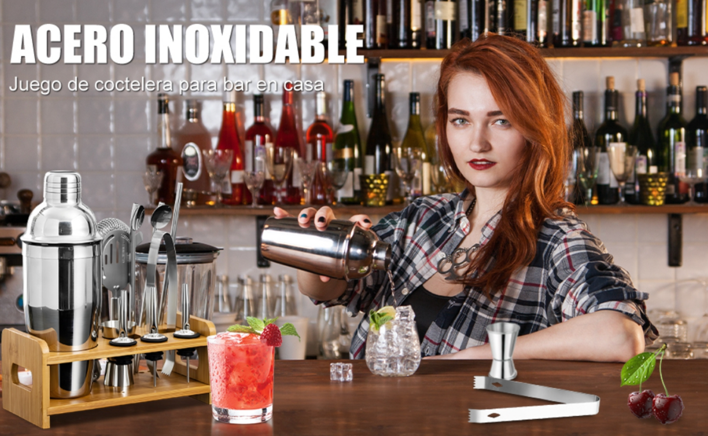Set Coctelero Profesional (13 Piezas) con Base de Bambú: El Secreto para Ser el Mejor Anfitrión en Casa